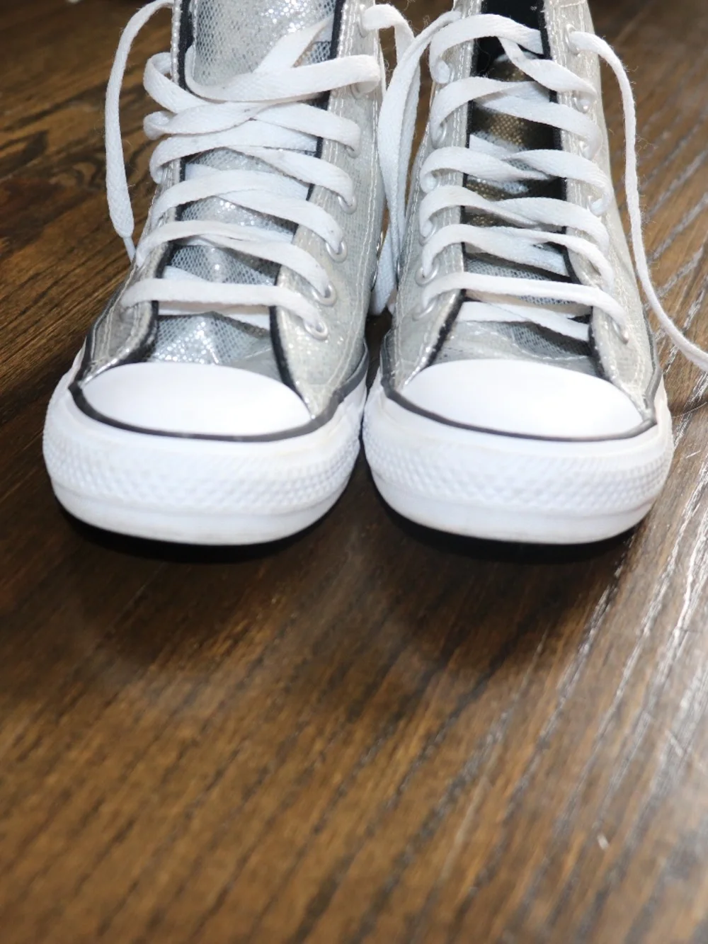 Converse Chuck Taylor All Star Glitter High Top Sneaker Shoes Size 3.5 Silver - Picture 11 of 11
